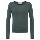 Longsleeve Wolle fein geringelt türkis/pine M