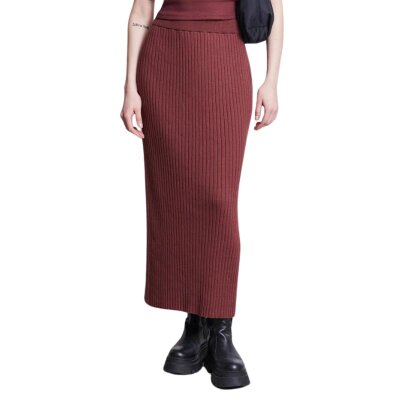 Midi Knit Skirt Ebba Intense Rust